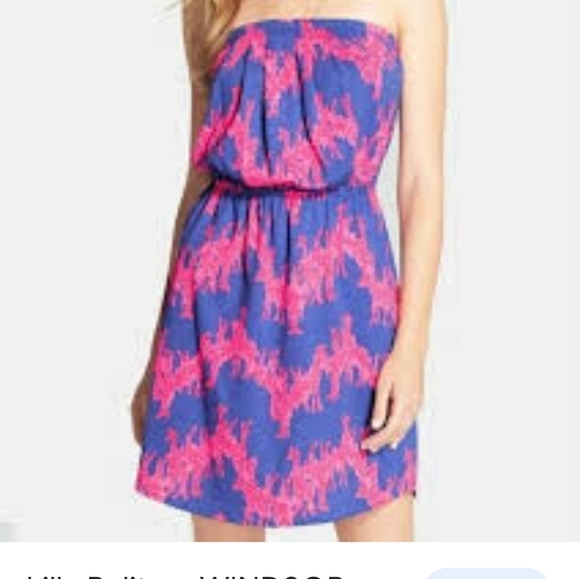 Lilly Pulitzer Dresses & Skirts - Lilly Pulitzer Windsor Giraffe  Pink Blue Strapless sz Medium dress Tube dress